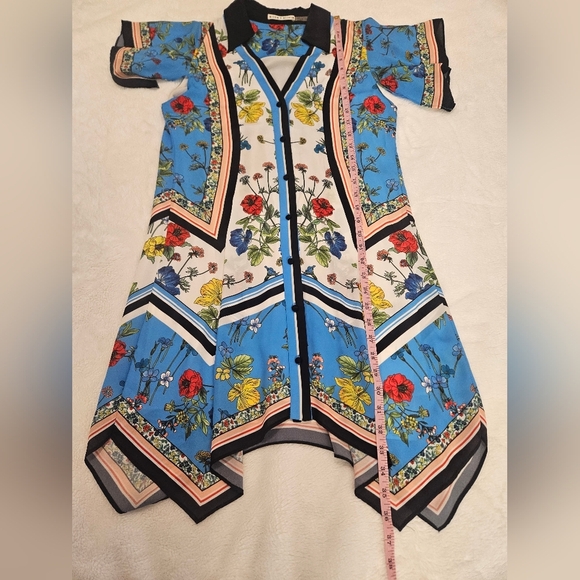 Alice + Olivia Conner Floral-Print Handkerchief Shirtdress Size XS - Picture 10 of 14